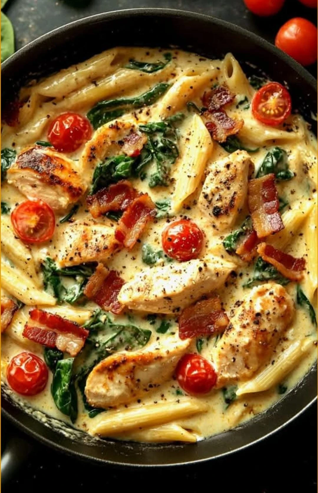 Penne Espinafre e Pollo